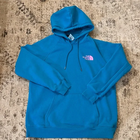 The North Face Crown Shyness Hoodie in Alkaline Blue with Pink Logo size L - Picture 1 of 4